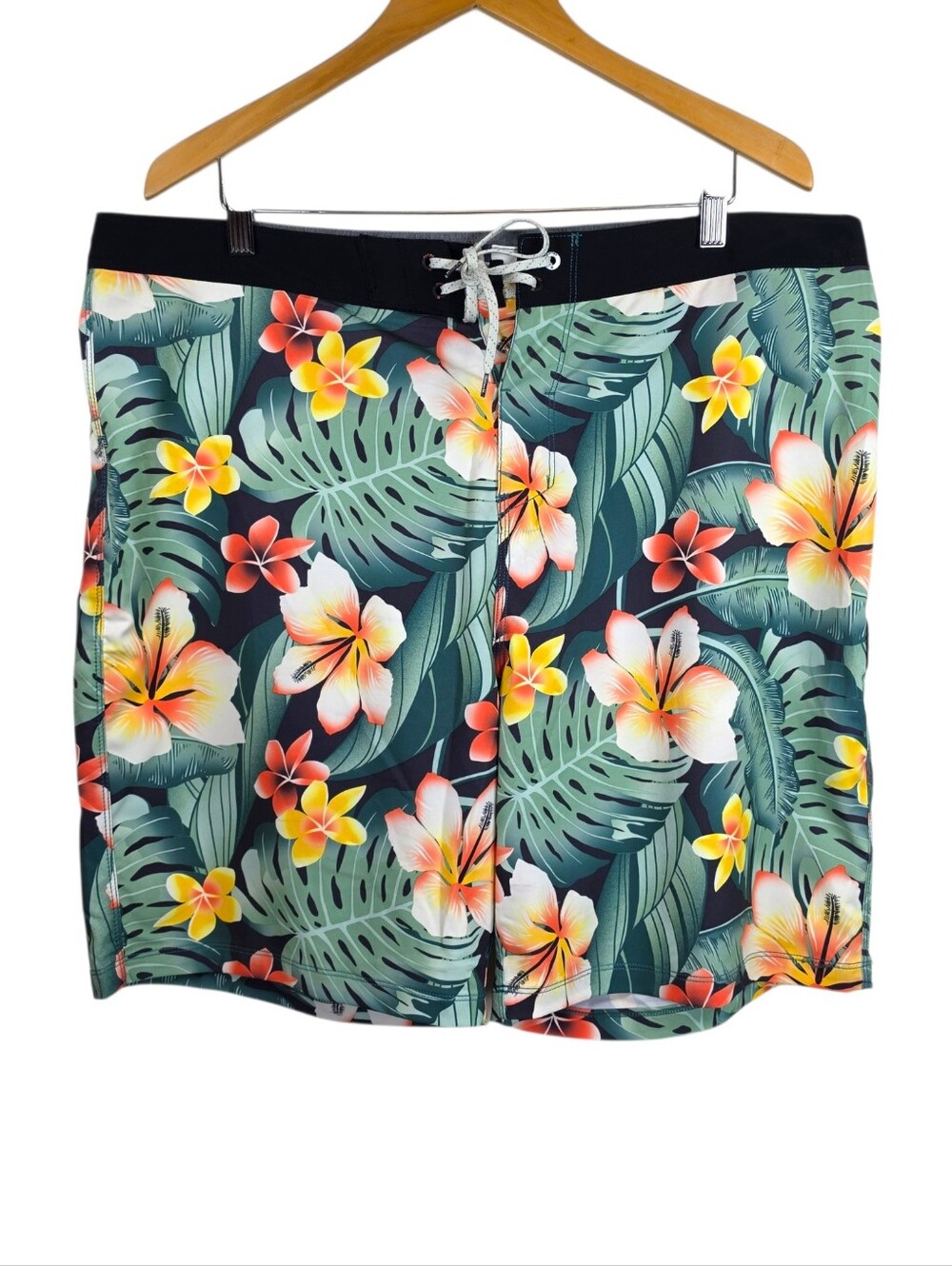 Hurley Swim Trunks Hawaiian Floral Sz 38 Tropical Resortwear Cruise Travel